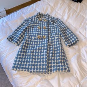 Checkered pea coat with 3/4 length sleeves